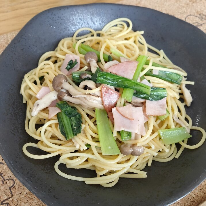 10分簡単☆ベーコン小松菜しめじの和風パスタ